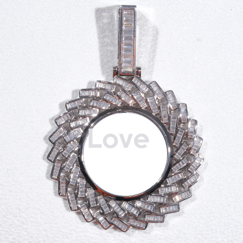 Large 3D Baguette Custom Picture Pendant