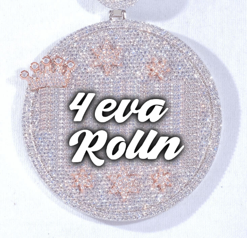 CUSTOM LETTER NECKLACE 3D BIG CROWN DISC