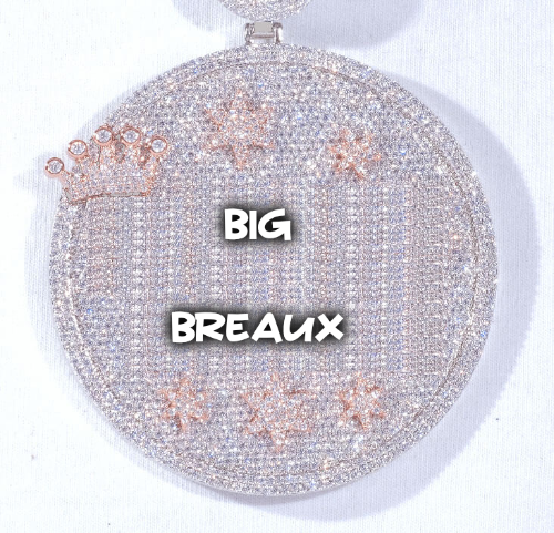 CUSTOM LETTER NECKLACE 3D BIG CROWN DISC