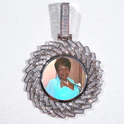Large 3D Baguette Custom Picture Pendant