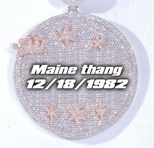 CUSTOM LETTER NECKLACE 3D BIG CROWN DISC