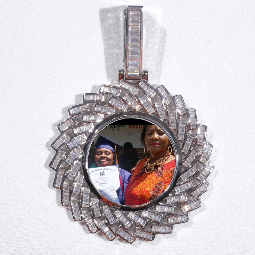 Large 3D Baguette Custom Picture Pendant