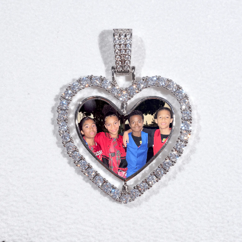 3D Spinning 2-Faced Heart Custom Picture Pendant