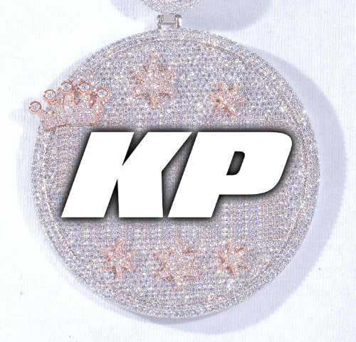 CUSTOM LETTER NECKLACE 3D BIG CROWN DISC