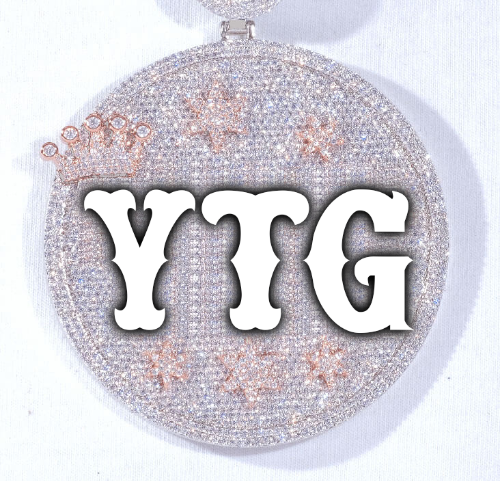 CUSTOM LETTER NECKLACE 3D BIG CROWN DISC
