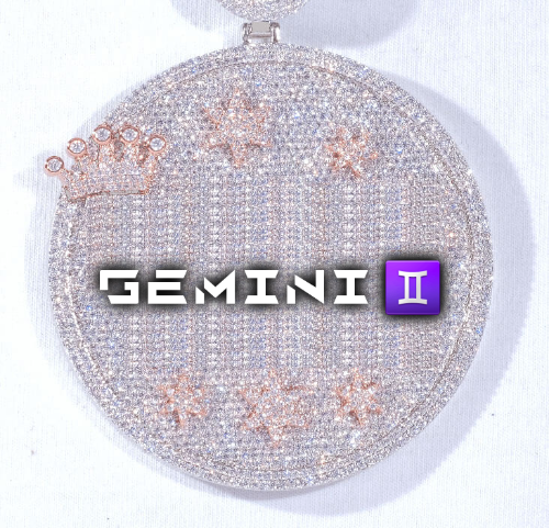 CUSTOM LETTER NECKLACE 3D BIG CROWN DISC