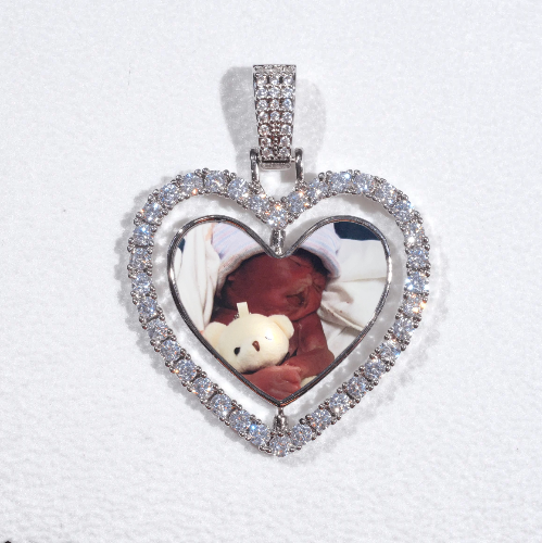 3D Spinning 2-Faced Heart Custom Picture Pendant