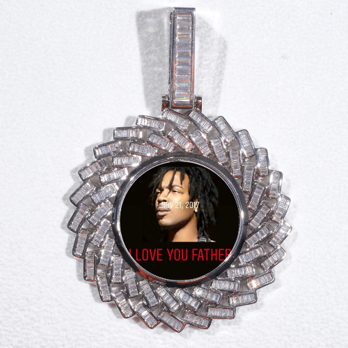 Large 3D Baguette Custom Picture Pendant