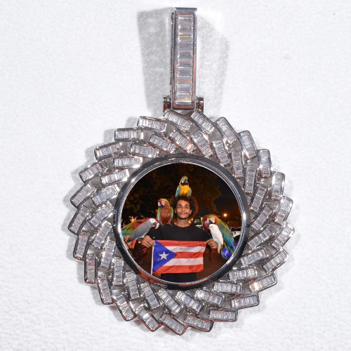 Large 3D Baguette Custom Picture Pendant