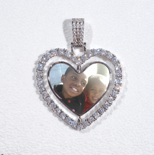 3D Spinning 2-Faced Heart Custom Picture Pendant