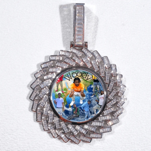 Large 3D Baguette Custom Picture Pendant