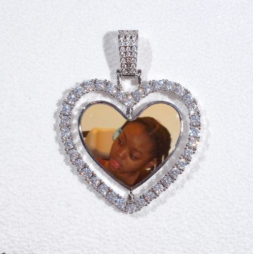 3D Spinning 2-Faced Heart Custom Picture Pendant