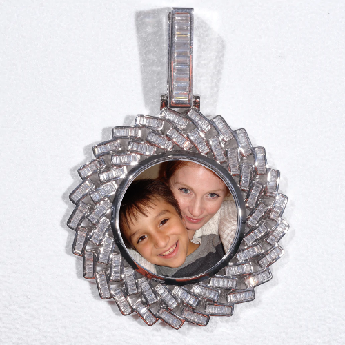 Large 3D Baguette Custom Picture Pendant