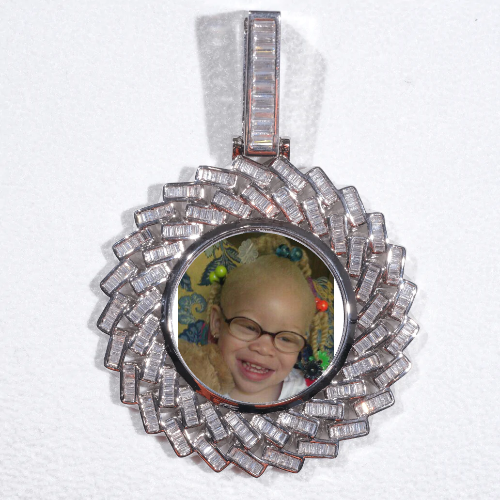 Large 3D Baguette Custom Picture Pendant