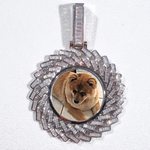 Large 3D Baguette Custom Picture Pendant