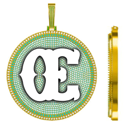 CUSTOM LETTER NECKLACE 3D BIG DISC