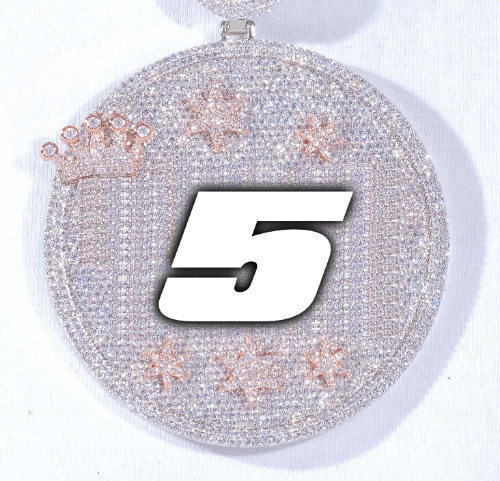 CUSTOM LETTER NECKLACE 3D BIG CROWN DISC