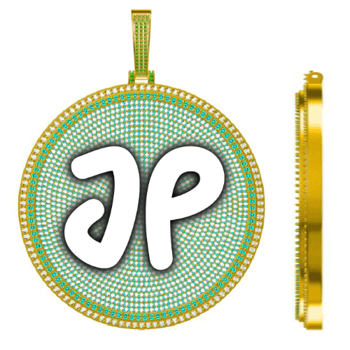 CUSTOM LETTER NECKLACE 3D BIG DISC