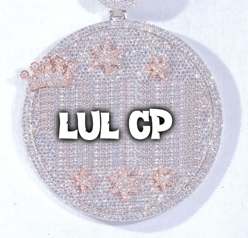 CUSTOM LETTER NECKLACE 3D BIG CROWN DISC