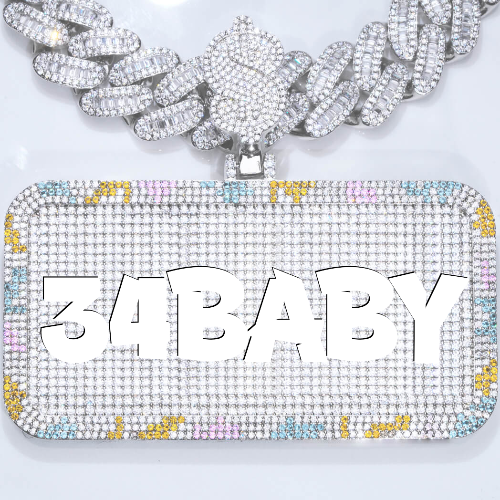 CUSTOM LETTER NECKLACE 3D COLORFUL SQUARE