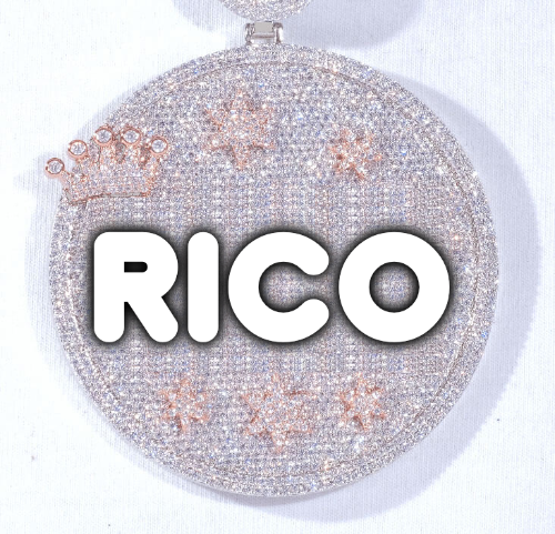 CUSTOM LETTER NECKLACE 3D BIG CROWN DISC