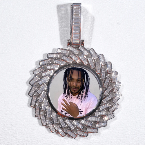 Large 3D Baguette Custom Picture Pendant