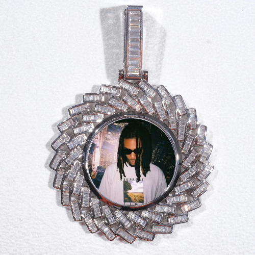 Large 3D Baguette Custom Picture Pendant