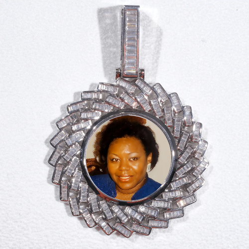 Large 3D Baguette Custom Picture Pendant