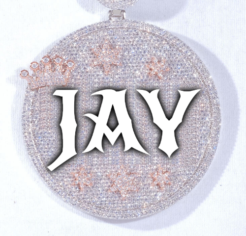 CUSTOM LETTER NECKLACE 3D BIG CROWN DISC