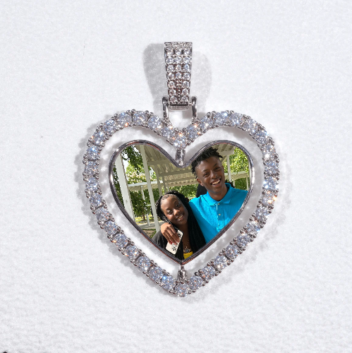 3D Spinning 2-Faced Heart Custom Picture Pendant