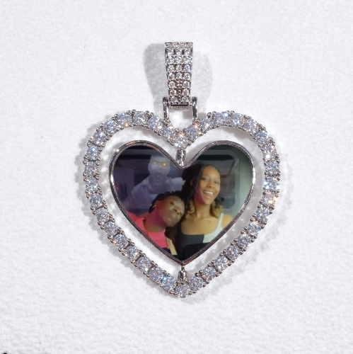 3D Spinning 2-Faced Heart Custom Picture Pendant