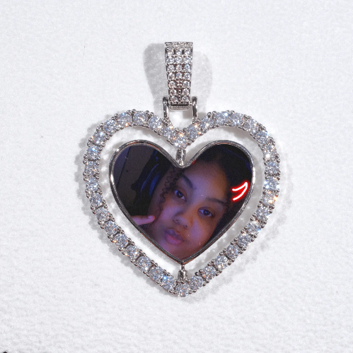3D Spinning 2-Faced Heart Custom Picture Pendant