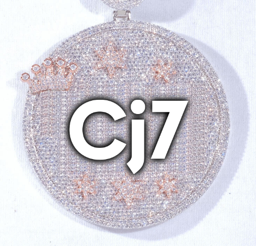 CUSTOM LETTER NECKLACE 3D BIG CROWN DISC