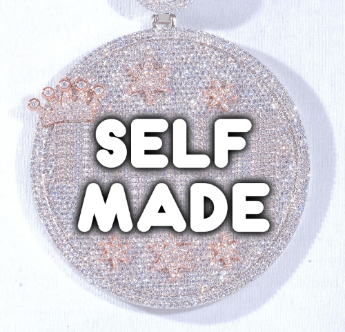 CUSTOM LETTER NECKLACE 3D BIG CROWN DISC