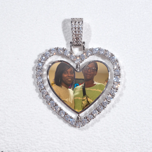 3D Spinning 2-Faced Heart Custom Picture Pendant