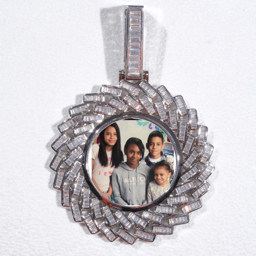 Large 3D Baguette Custom Picture Pendant
