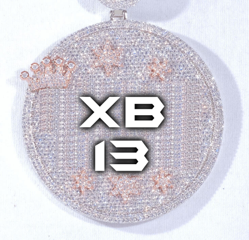 CUSTOM LETTER NECKLACE 3D BIG CROWN DISC