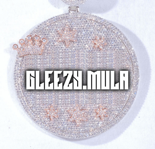 CUSTOM LETTER NECKLACE 3D BIG CROWN DISC