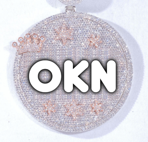CUSTOM LETTER NECKLACE 3D BIG CROWN DISC