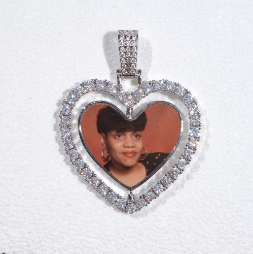 3D Spinning 2-Faced Heart Custom Picture Pendant