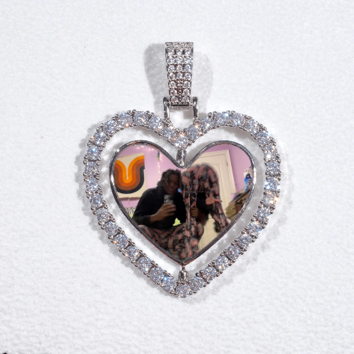 3D Spinning 2-Faced Heart Custom Picture Pendant