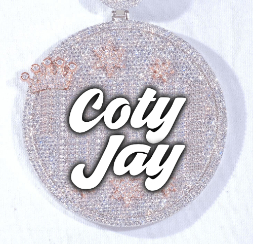 CUSTOM LETTER NECKLACE 3D BIG CROWN DISC