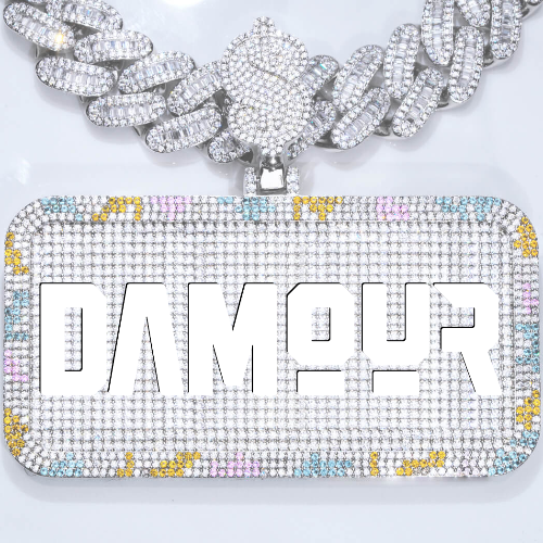 CUSTOM LETTER NECKLACE 3D COLORFUL SQUARE