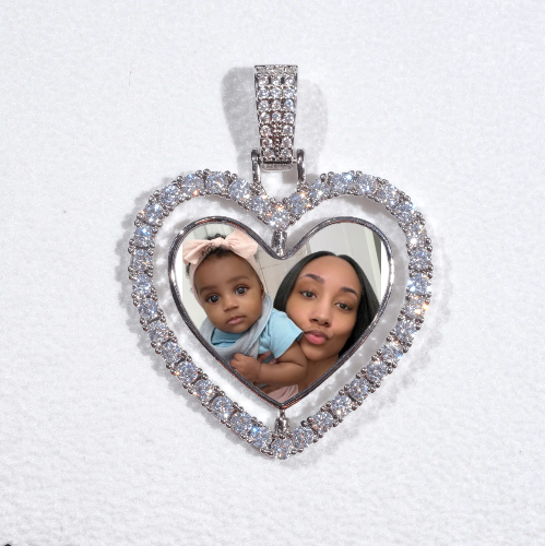 3D Spinning 2-Faced Heart Custom Picture Pendant