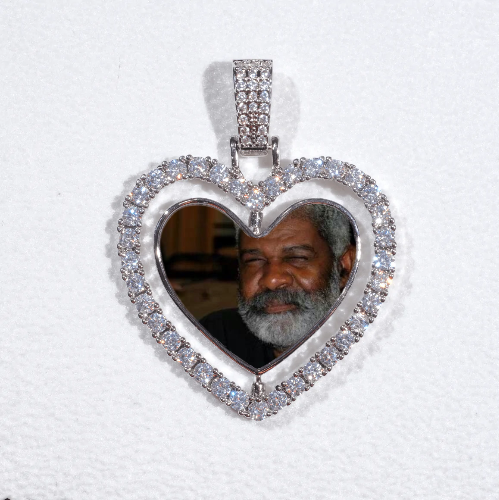 3D Spinning 2-Faced Heart Custom Picture Pendant