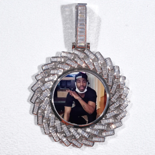Large 3D Baguette Custom Picture Pendant