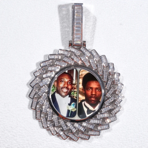 Large 3D Baguette Custom Picture Pendant