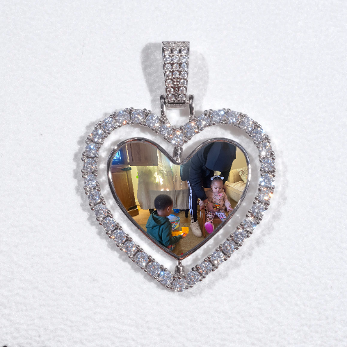 3D Spinning 2-Faced Heart Custom Picture Pendant