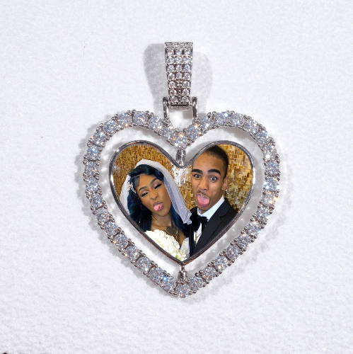 3D Spinning 2-Faced Heart Custom Picture Pendant