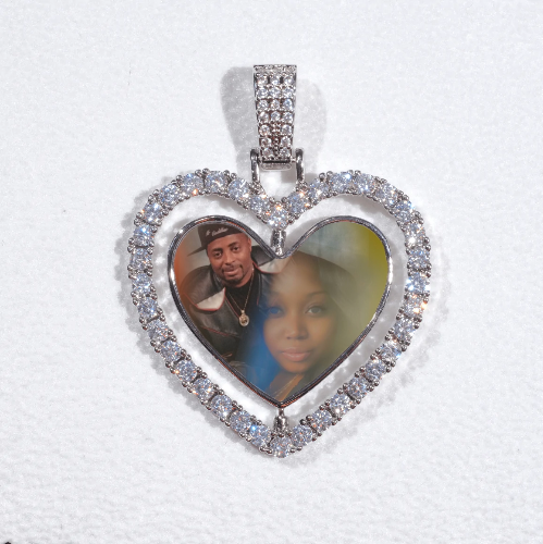 3D Spinning 2-Faced Heart Custom Picture Pendant